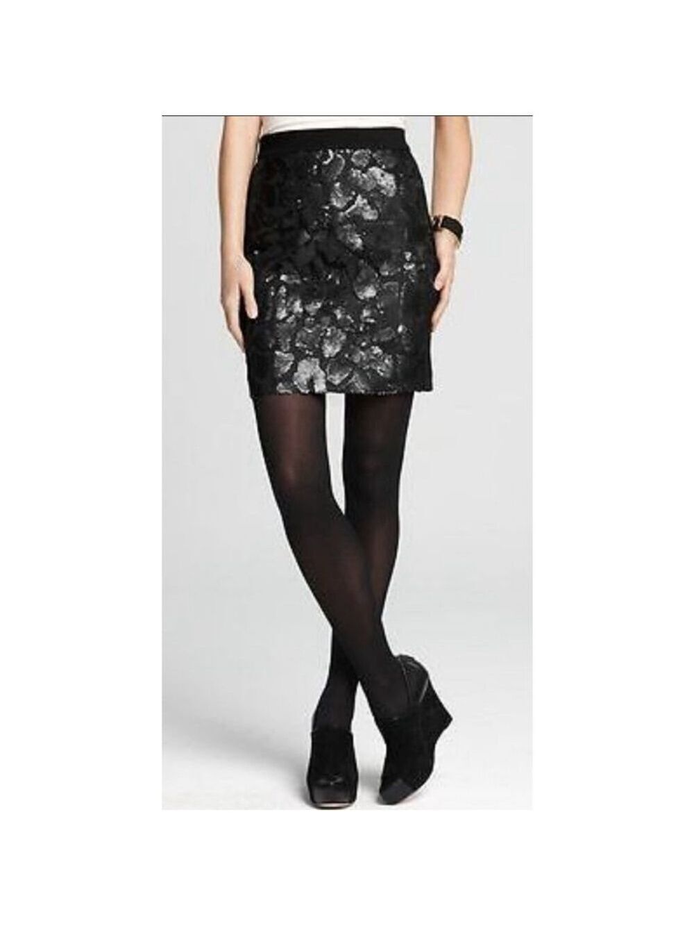 Women's Ann Taylor Pencil Skirt Size 0 Black Sequin